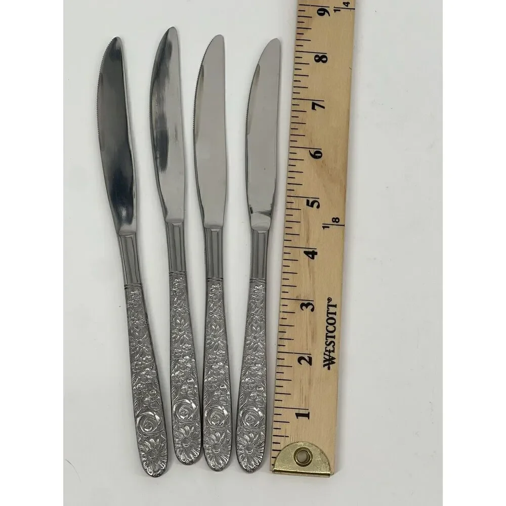 Stanley Roberts SRB180 Dinner Knife 8 1/2” Floral Stainless Taiwan Set Of 4